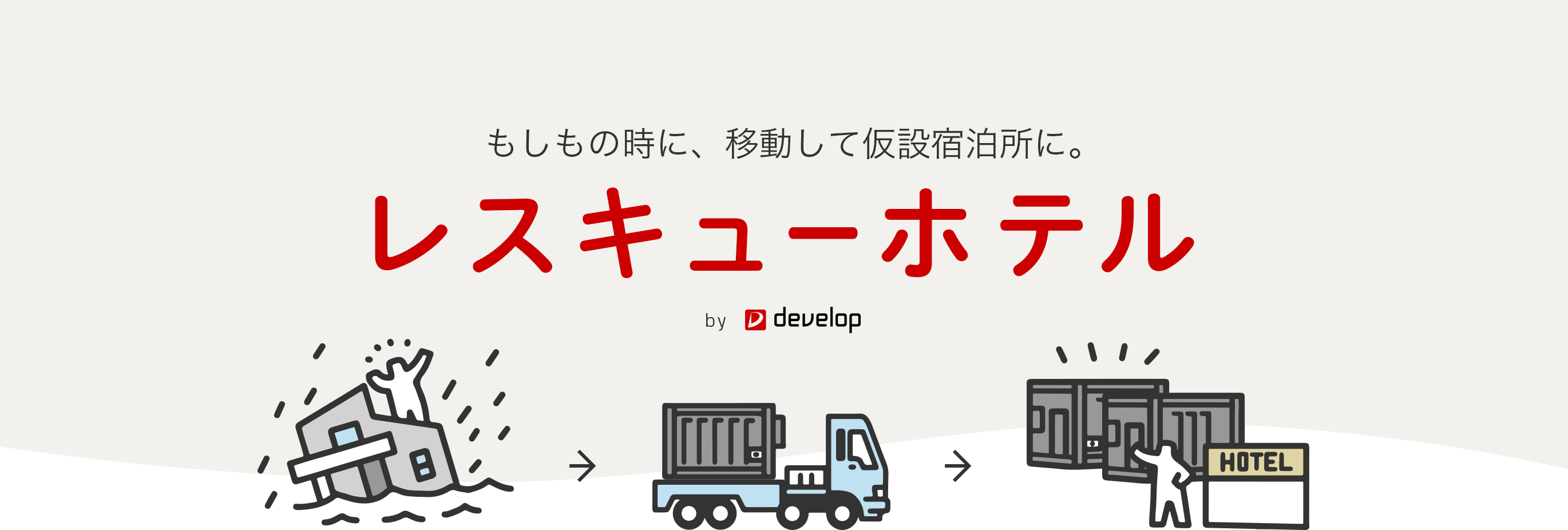 もしもの時に、移動して仮設宿泊所に。
