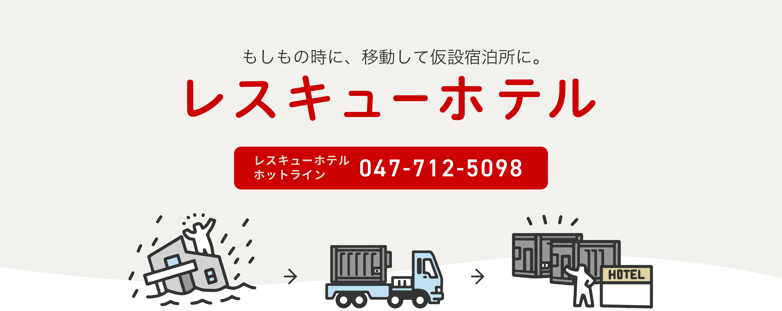 もしもの時に、移動して仮設宿泊所に。